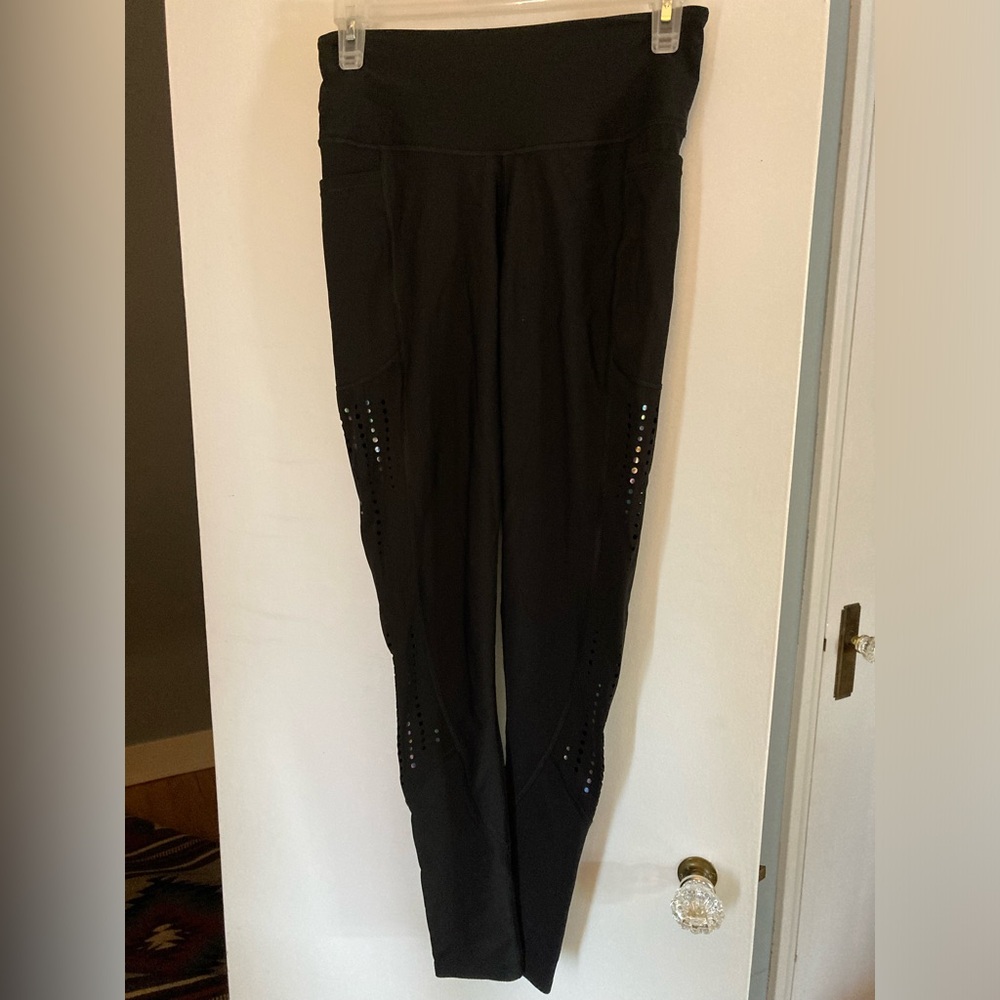 Victoria Secret Black Total Knockout legging with sequin cut out size small